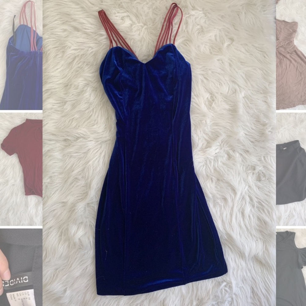 ‼️ Classy vintage Velvet Blue Dress